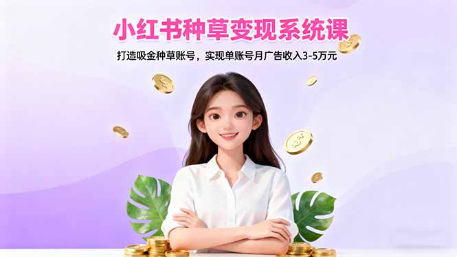 小红书种草变现系统课:打造吸金种草账号,实现单账号月广告收入3-5万元-安小熙网创平台