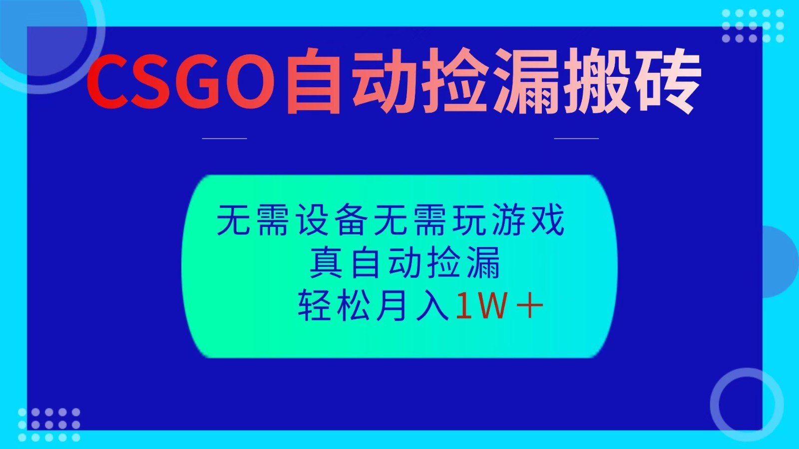 CSGO自动捡漏搬砖,当天操作当天见结果,无需了解游戏,包教包会包落地-飞叔云网创