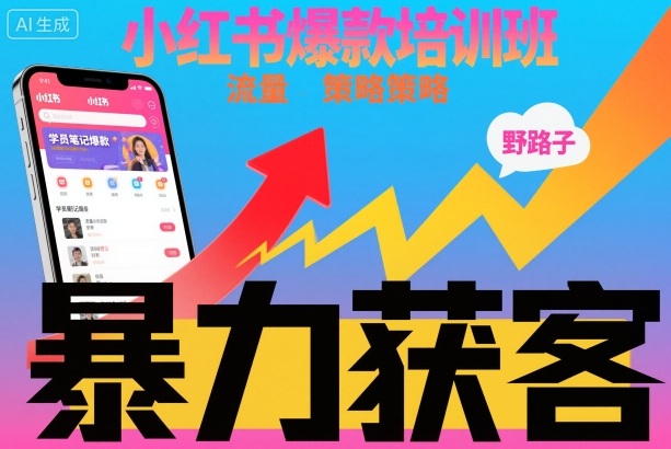 小红书爆款培训班,小红书获客野路子流量打法,暴力持续获客-安小熙网创平台