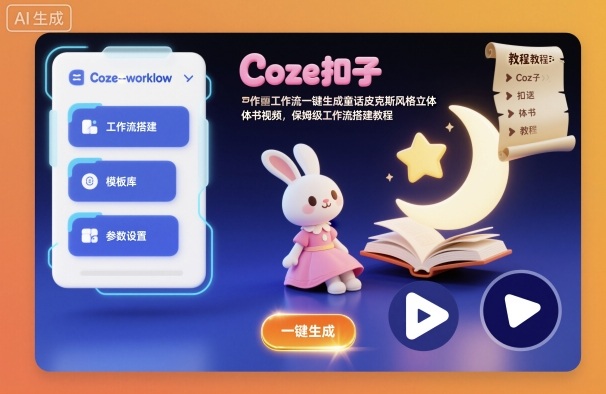Coze扣子工作流一键生成童话皮克斯风格立体书视频,保姆级工作流搭建教程-安小熙网创平台