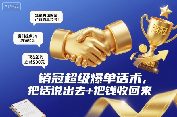 销冠超级爆单话术,把话说出去+把钱收回来-安小熙网创平台