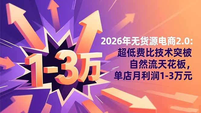 2026年无货源电商2.0:超低费比技术突破自然流天花板,单店月利润1-3万元-飞叔云网创
