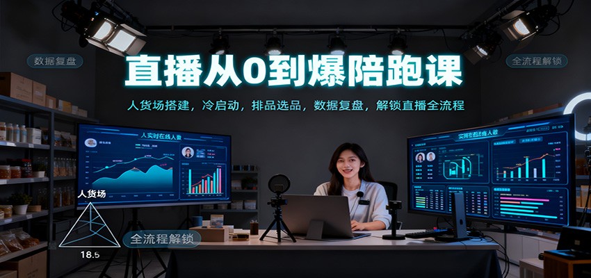 直播从0到爆陪跑课:人货场搭建,冷启动,排品选品,数据复盘,解锁直播全流程-安小熙网创平台