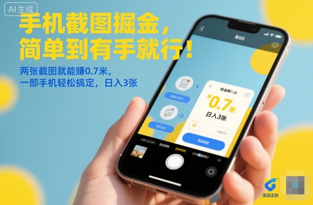 手机截图掘金,简单到有手就行!两张截图就能賺0.7米,一部手机轻松搞定,日入3张-第一人副业终点站