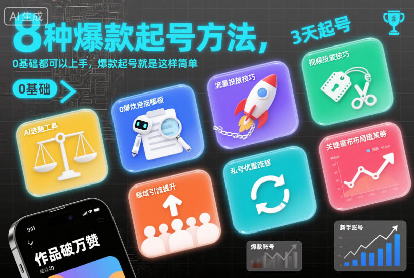 8种爆款起号方法,0基础都可以上手,爆款起号就是这样简单-AI网创项目超市