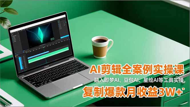 AI剪辑全案例实操课,融入即梦AI、豆包AI、星绘AI等工具实操,复制爆款月收益3W+-轻创终点站