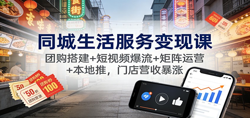 同城生活服务变现课:团购搭建+短视频爆流+矩阵运营+本地推,门店营收暴涨-AI网创项目超市