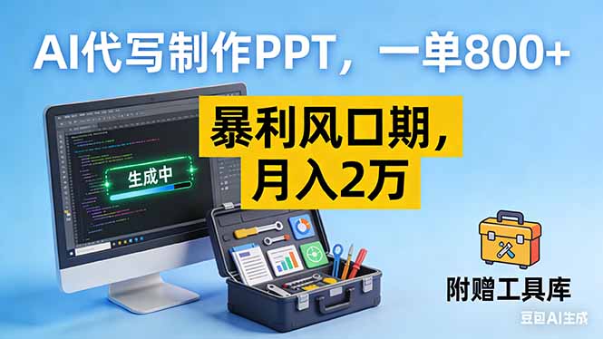 AI代写制作PPT，一单800+， 暴利风口期，月入2万【附工具】-创纪
