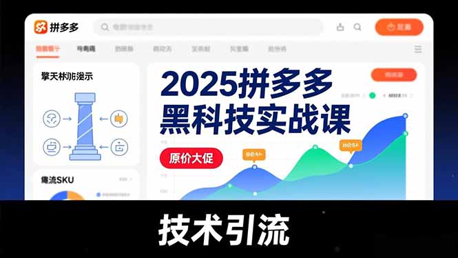 2025拼多多黑科技实战课，擎天柱玩法、爆流SKU、原价大促，技术引流，单店日销轻松破千单-创业联盟