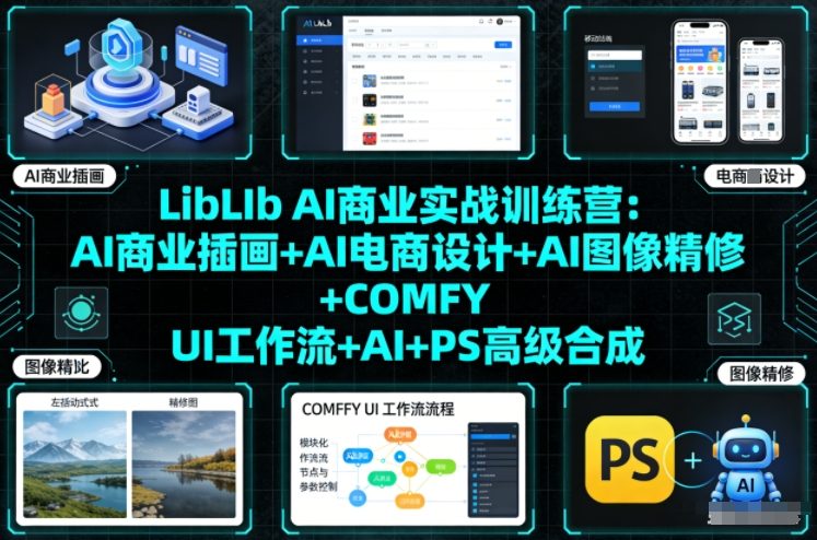 LibLIb AI商业实战训练营：AI商业插画+AI电商设计+AI图像精修+COMFY UI工作流+AI+PS高级合成-511资料网