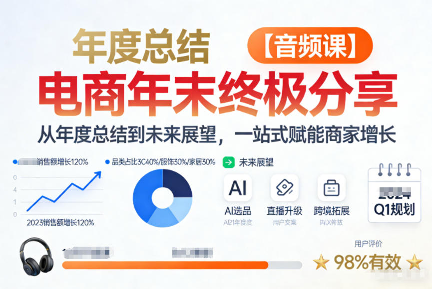 电商年未终极分享，从年度总结到未来展望，一站式赋能商家增长【音频课】-安小熙网创平台