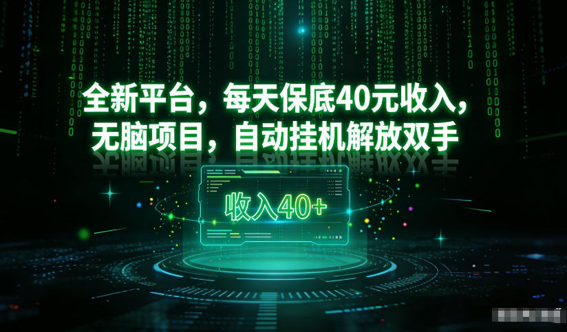 最新看广平台，每天保底30-4米，无脑项目，自动挂G解放双手-安小熙网创平台