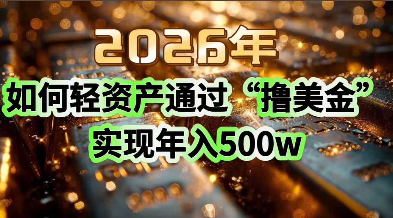 2026年如何轻资产通过“撸美金”实现年入500w-牛马资源