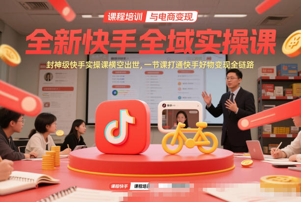 全新快手全域实操课，封神级快手实操课横空出世，一节课打通快手好物变现全链路-轻创终点站