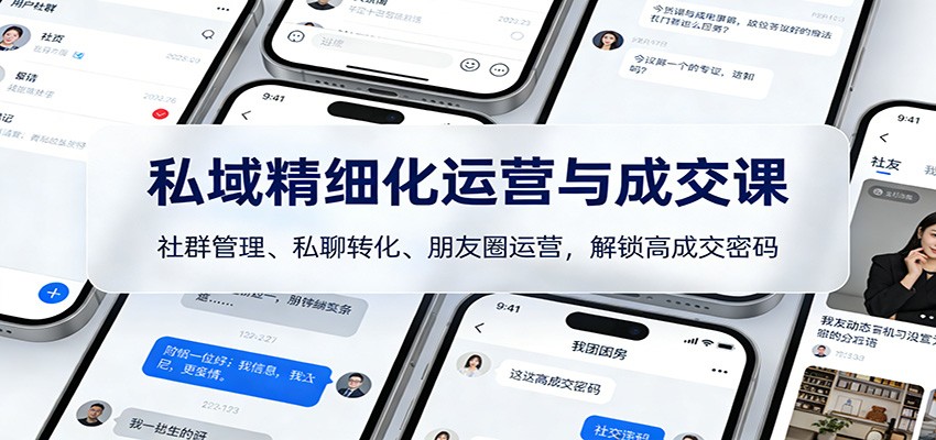 私域精细化运营与成交课：社群管理、私聊转化、朋友圈运营，解锁高成交密码-轻创终点站