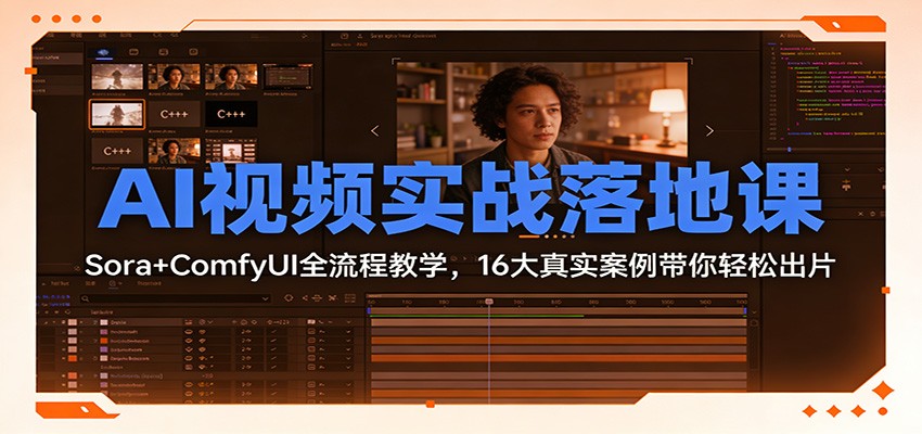 AI视频实战落地课：Sora+ComfyUI全流程教学，16大真实案例带你轻松出片-安小熙网创平台