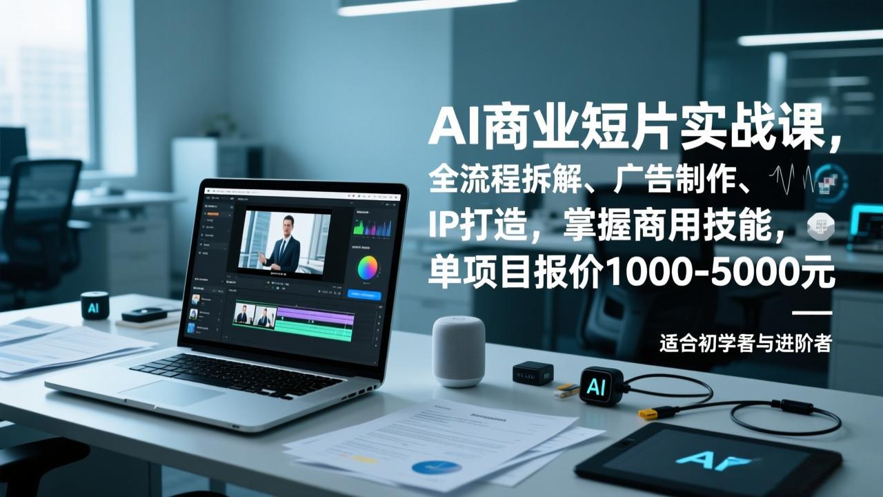 AI商业短片实战课，全流程拆解、广告制作、IP打造，掌握商用技能，单项目报价1000-5000元-安小熙网创平台