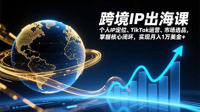 跨境IP出海课，个人IP定位、TikTok运营、市场选品，掌握核心闭环，实现月入1万美金+-轻创终点站