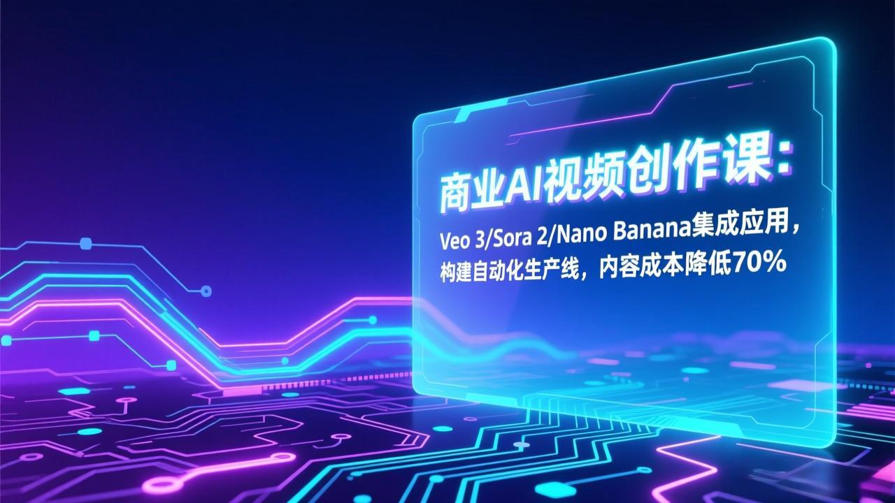 商业AI视频创作课：Veo 3/Sora 2/Nano Banana集成应用，构建自动化生产线，内容成本降低70%-轻创终点站