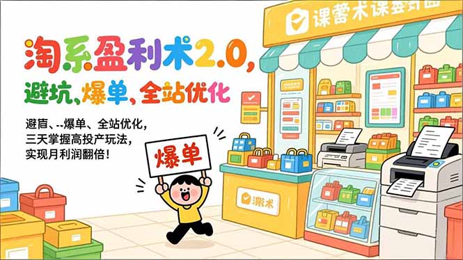 淘系盈利术2.0，避坑、爆单、全站优化，三天掌握高投产玩法，实现月利润翻倍！-轻创终点站