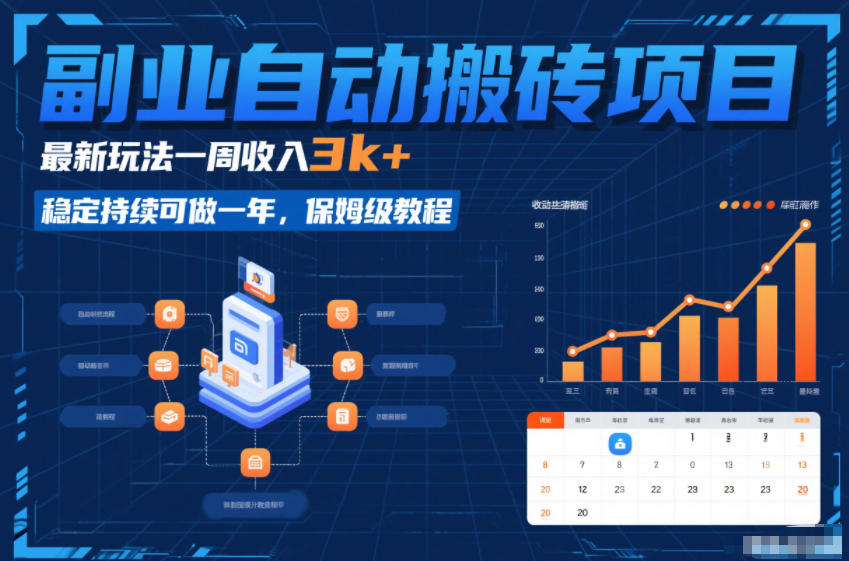 副业自动搬砖项目，最新玩法一周收入3k+，稳定持续可做一年，保姆级教程【揭秘】-创梦DreamCreation终点站