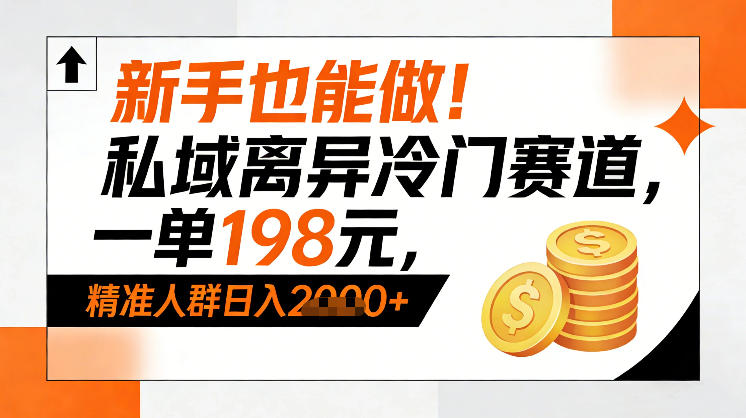 新手也能做！私域离异冷门赛道，一单198，精准人群日入1k+-牛马资源