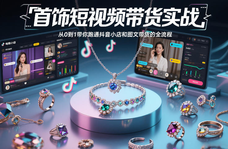 首饰短视频带货实战，从0到1带你跑通抖音小店和图文带货的全流程-轻创终点站