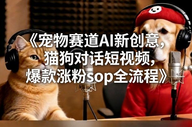 宠物赛道AI新创意，猫狗对话短视频，爆款涨粉sop全流程-小宇网络社区