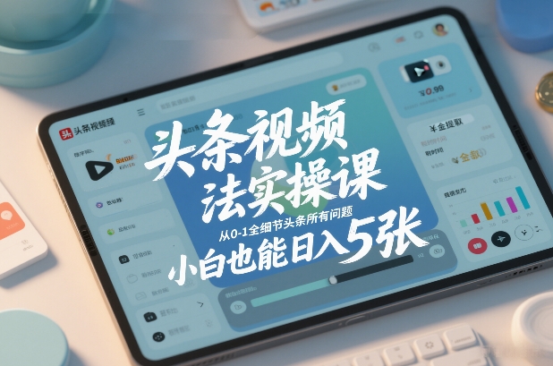 头条视频玩法实操课，从0-1全细节头条所有问题，小白也能日入5张-安小熙网创平台