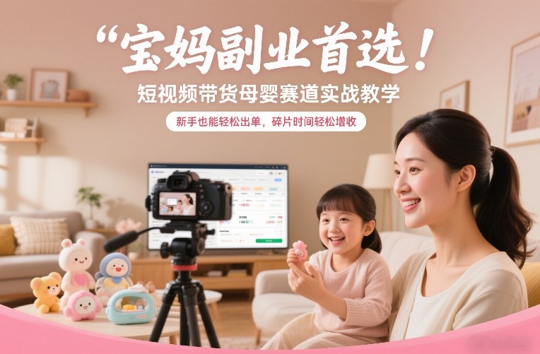 宝妈副业首选！短视频带货母婴赛道实战教学，新手也能轻松出单，碎片时间轻松增收-安小熙网创平台