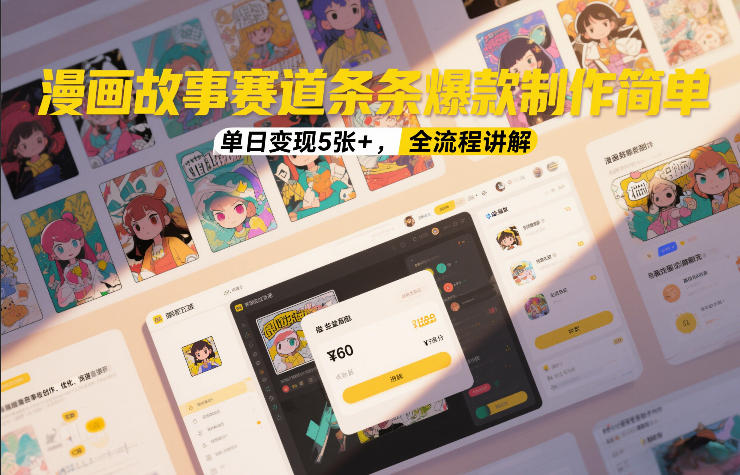 漫画故事赛道条条爆款制作简单，单日变现5张+，全流程讲解-极客副业站