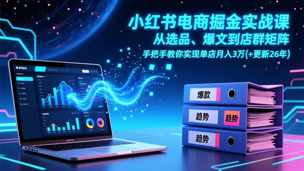 小红书电商掘金实战课，从选品、爆文到店群矩阵，手把手教你实现单店月入3万+(更新26年互联网行业-互联网创业-创业网-知识创造价值 新生无限可能网创星球