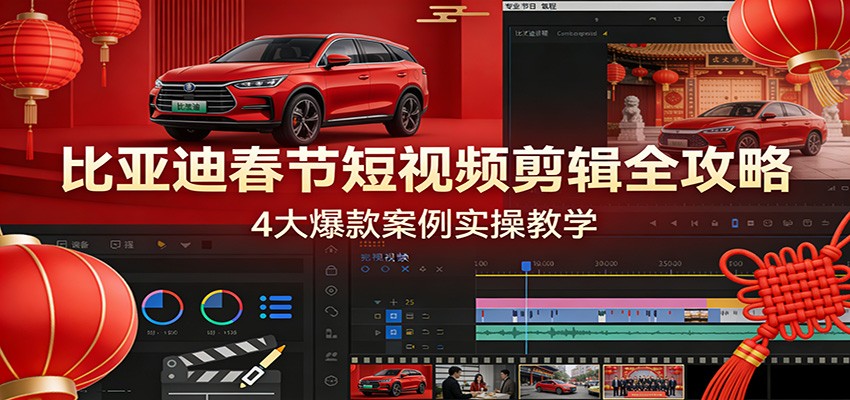 比亚迪春节短视频剪辑全攻略，4大爆款案例实操教学-优优云网创