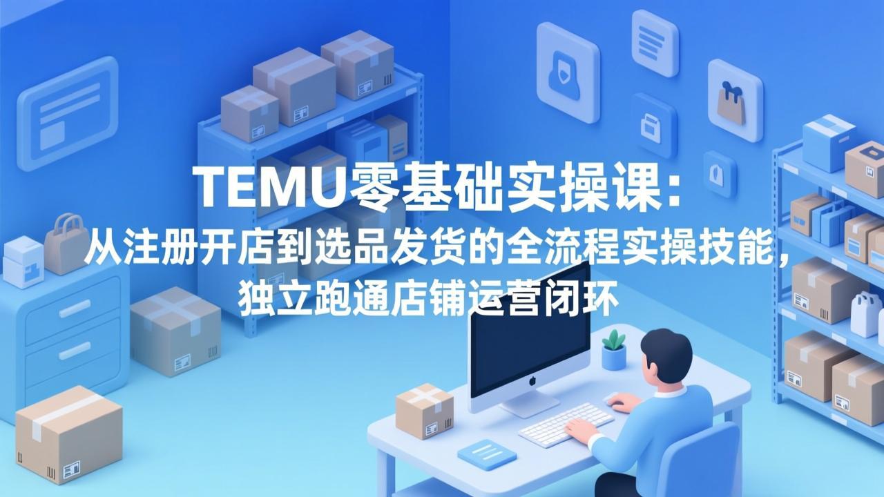 TEMU零基础实操课：从注册开店到选品发货的全流程实操技能，独立跑通店铺运营闭环-小栈创课网