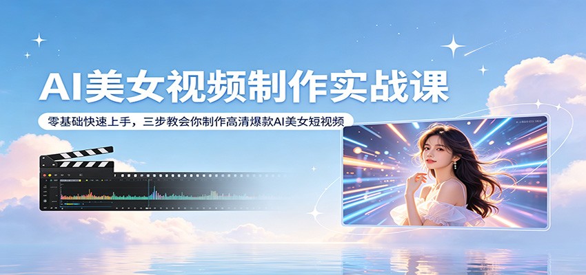 AI美女视频制作实战课：零基础快速上手，三步教会你制作高清爆款AI美女短视频-网创联盟