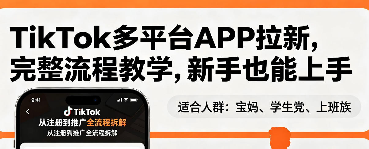 TikTok多平台APP拉新，完整流程教学，新手也能上手，轻松出海搞美金-飞驰网创