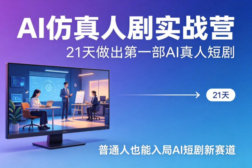 AI仿真人剧实战营，21天做出第一部AI真人短剧，普通人也能入局AI短剧新赛道-飞驰网创