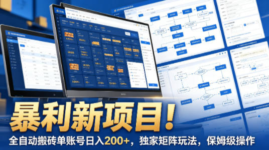 暴利新项目！全自动搬砖单账号日入200+，独家矩阵玩法，保姆级操作【揭秘】-轻创空间站