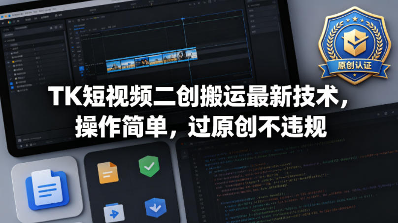 TK短视频二创搬运最新技术，操作简单，过原创不违规-飞驰网创