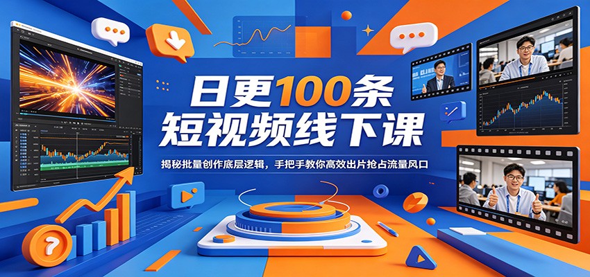 日更100条短视频线下课：揭秘批量创作底层逻辑，手把手教你高效出片抢占流量风口-飞驰网创