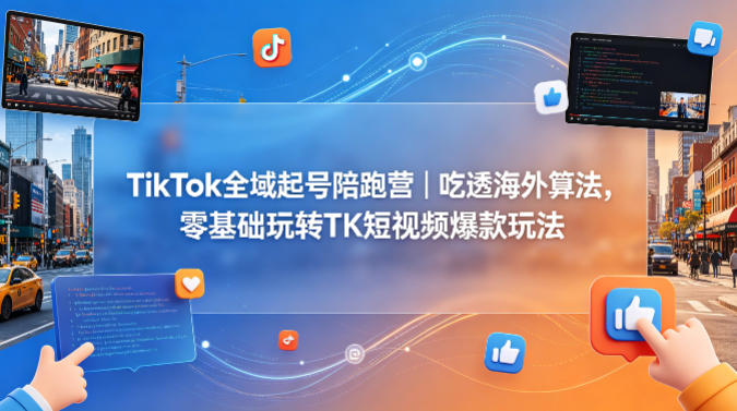 TikTok全域起号陪跑营｜吃透海外算法，零基础玩转TK短视频爆款玩法-飞驰网创
