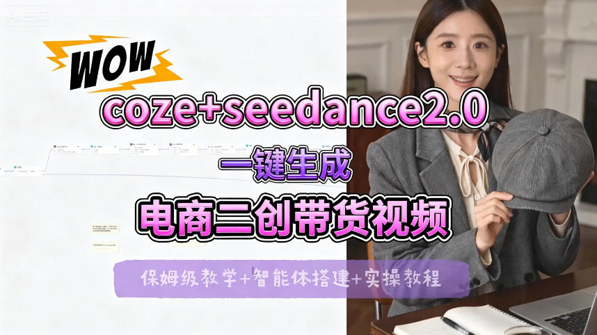 【Coze工作流搭建实操教程】seedance2.0+coze一键生成电商二创带货视频，全流程保姆级教学-第一人副业终点站