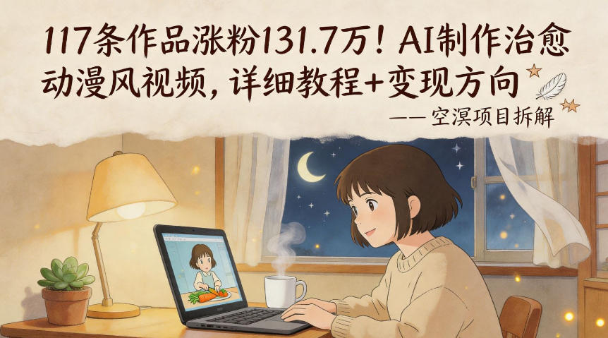 117条作品涨粉131.7W！AI制作治愈动漫风视频，详细教程+变现方向-飞驰网创