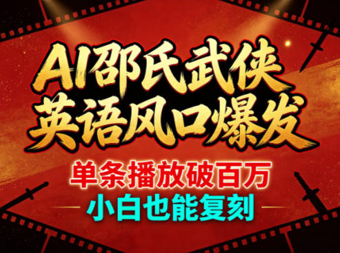 AI邵氏武侠英语风口爆发，单条播放破百万，小白也能复刻-飞驰网创