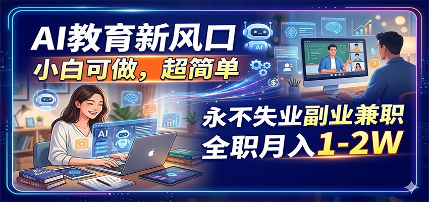 AI教育新风口，小白可做，超简单，永不失业副业兼职 全职月入1-2W-飞驰网创