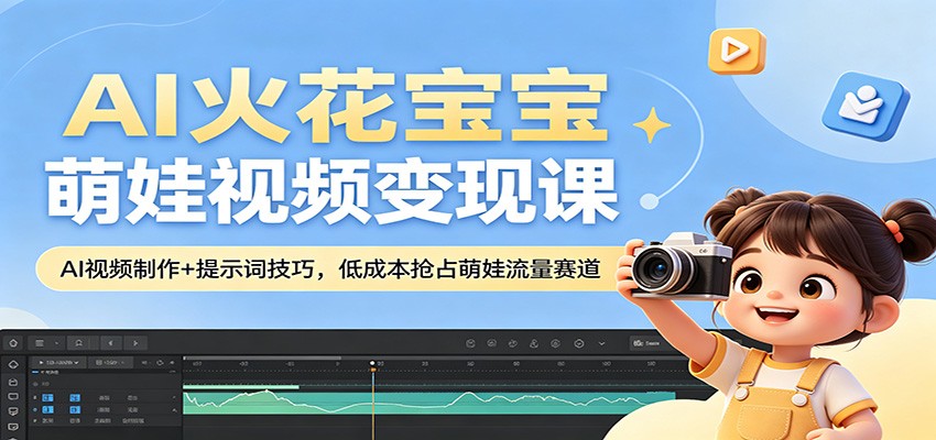 AI火花宝宝萌娃视频变现课：AI视频制作+提示词技巧，低成本抢占萌娃流量赛道-飞驰网创