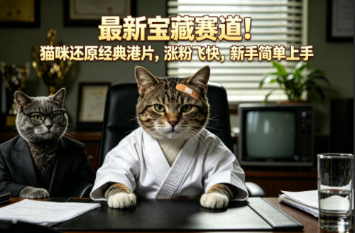 最新宝藏赛道！猫咪还原经典港片，涨粉飞快，新手简单上手-轻创终点站