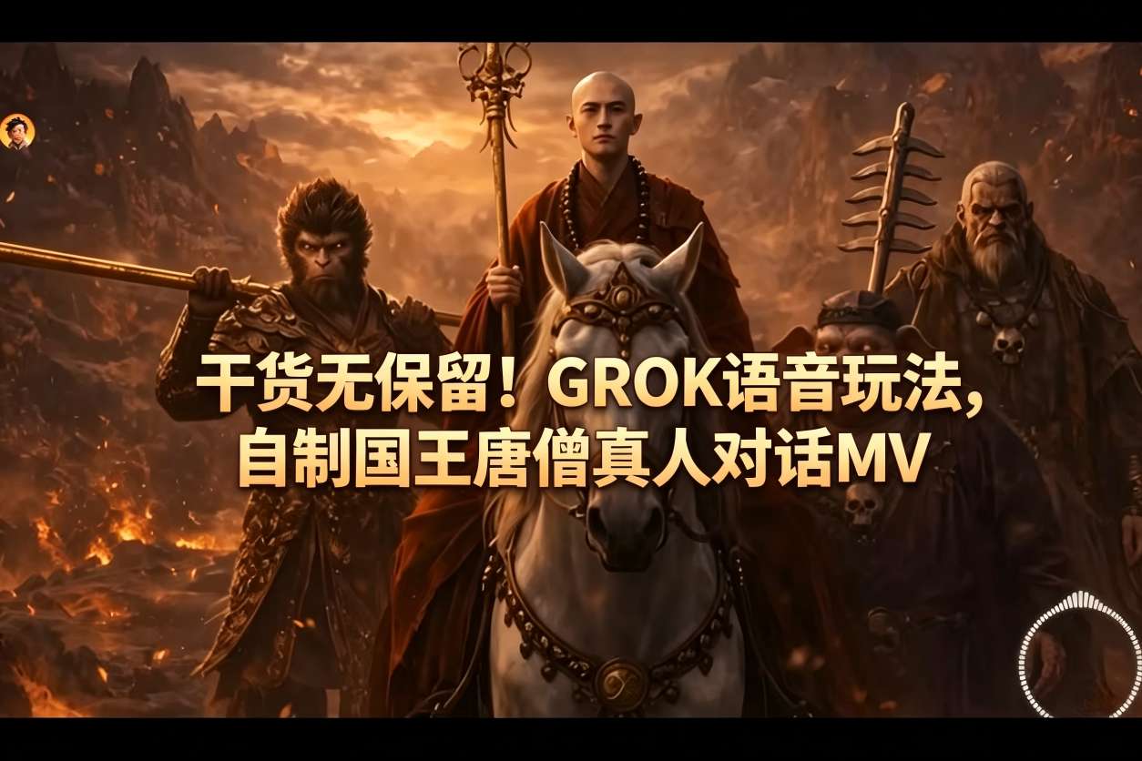 干货无保留！GROK语音玩法，自制国王唐僧真人对话MV-轻创终点站