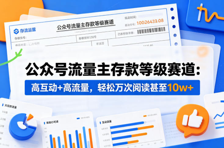 公众号流量主之存款等级赛道，高互动+高流量，轻松达到万次阅读，甚至10w+-飞驰网创