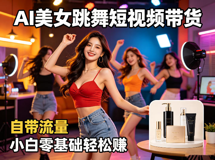 AI美女跳舞短视频带货：自带流量，小白零基础轻松賺，详细拆解-飞驰网创